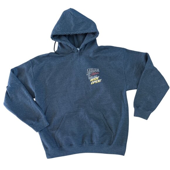 NASCAR Talladega Alabama 2016 Hoodie Heavy LG Gray Fast Cars & Whiskey Glass - Picture 2 of 7